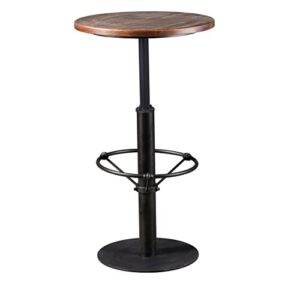 lokkhan 42" tall rustic industrial bar table-19.68" dia round wooden top metal bar height adjustable standing pub table-dining room bistro table-cocktail table
