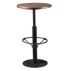 LOKKHAN 42" Tall Rustic Industrial Bar Table-19.68" Dia Round Wooden Top Metal Bar Height Adjustable Standing Pub Table-Dining Room Bistro Table-Cocktail Table