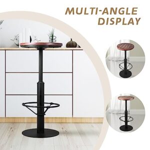 LOKKHAN 42" Tall Rustic Industrial Bar Table-19.68" Dia Round Wooden Top Metal Bar Height Adjustable Standing Pub Table-Dining Room Bistro Table-Cocktail Table