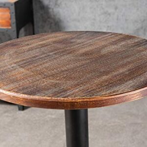 LOKKHAN 42" Tall Rustic Industrial Bar Table-19.68" Dia Round Wooden Top Metal Bar Height Adjustable Standing Pub Table-Dining Room Bistro Table-Cocktail Table