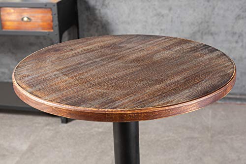 LOKKHAN 42" Tall Rustic Industrial Bar Table-19.68" Dia Round Wooden Top Metal Bar Height Adjustable Standing Pub Table-Dining Room Bistro Table-Cocktail Table