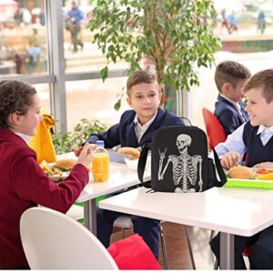 PrelerDIY Funny Skull Lunch Bag Tote Lunch Box Food Bag for Boys Girls with Zipper & Side Pocket & Shoulder Strap