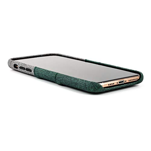 Dockem iPhone 11 Pro Max Wallet Case: Built-in Metal Plate for Magnetic Mounting & 2 Card Slots (6.5" Luxe M2 Synthetic Leather, Green & Grey)