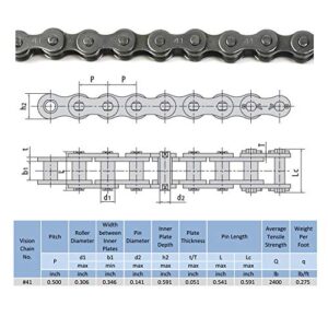 FDJ 41 roller chain Minibike Go kart Chain 10 Feet with Master Links