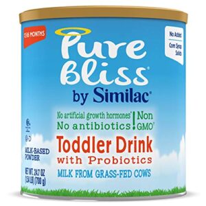 pure bliss by similac toddler drink with probiotics, starts with fresh milk from grass-fed cows, non-gmo toddler formula, 24.7 oz (pack of 6)