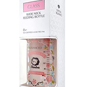 Simba Crystal Romance Wide Neck Borosilicate Glass Feeding Bottle - 9 oz (Pink, Packs of 3)