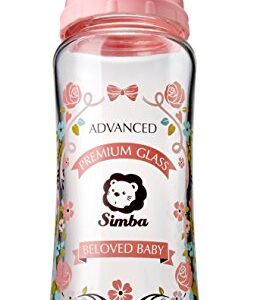 Simba Crystal Romance Wide Neck Borosilicate Glass Feeding Bottle - 9 oz (Pink, Packs of 3)