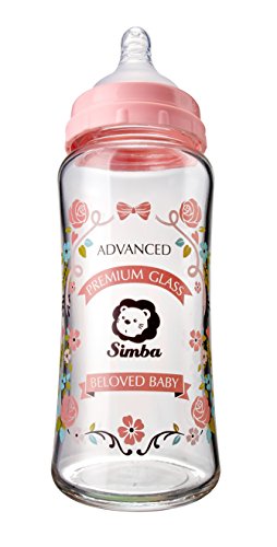 Simba Crystal Romance Wide Neck Borosilicate Glass Feeding Bottle - 9 oz (Pink, Packs of 3)