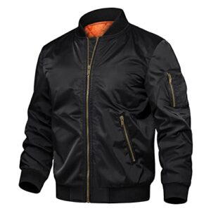 tacvasen men's jackets long sleeves classic sports windbreaker softshell coats black, l