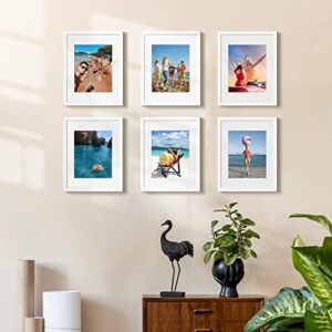 upsimples 11x14 Picture Frame Set of 5, Display Pictures 8x10 with Mat or 11x14 Without Mat,Wall Gallery Photo Frames, White