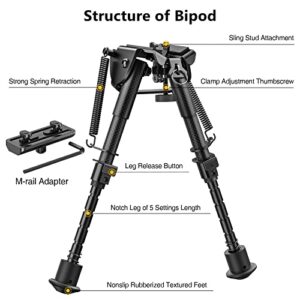CVLIFE 6-9 Inches Carbon Fiber Bipod with Adapter for M-Rail