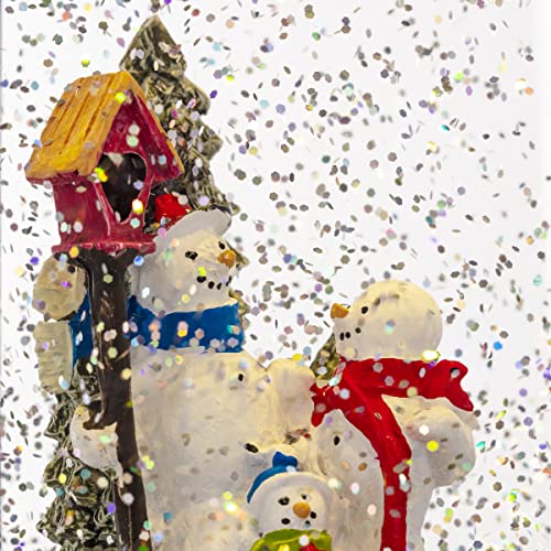 Alpine Corporation QVA126SL Lantern Snowman Snow Globe Holiday Décor, Black