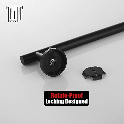 JQK Black Towel Bar, 24 Inch 304 Stainless Steel Thicken 0.8mm Towel Rack Bathroom, Towel Holder Matte Black Wall Mount, Total Length 27 Inch, TB110L24-PB