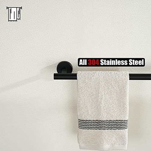 JQK Black Towel Bar, 24 Inch 304 Stainless Steel Thicken 0.8mm Towel Rack Bathroom, Towel Holder Matte Black Wall Mount, Total Length 27 Inch, TB110L24-PB