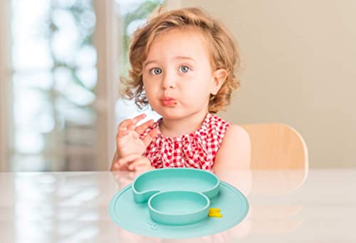 Lightening Baby Plate Silicone Toddler Plates Suction Placemat Divided Duck Dishes for Kids and Infants One-Piece Strong Suction, BPA Free, Microwave Dishwasher Safe