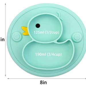 Lightening Baby Plate Silicone Toddler Plates Suction Placemat Divided Duck Dishes for Kids and Infants One-Piece Strong Suction, BPA Free, Microwave Dishwasher Safe