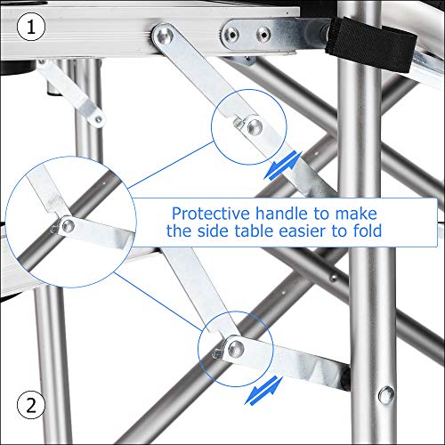 mefeir 2 PCS 31" Tall Upgraded Director Makeup Artist Chair Bar Height, Aluminum Frame Supports 300 lbs, Folding Portable with Side Table Storage Bag Black,19.2" D x 23.6" W x 45.6" H