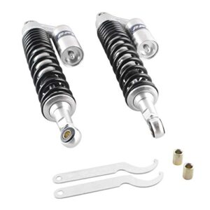 Luckmart Motorcycle 15.75inch 400mm Shock Absorbers Rear Suspension Heavy Duty Universal for Honda Suzuki Yamaha Kawasaki ATV Go Kart Quad Dirt Sport Bikes Black Silver (1pair)