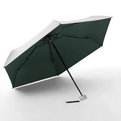 Upgraded Mini Travel Sun Rain Windproof Umbrella - Compact Lightweight Portable Parasol Outdoor UV Folding Umbrellas for Men Women Kids (Dark green)