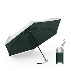 upgraded mini travel sun rain windproof umbrella - compact lightweight portable parasol outdoor uv folding umbrellas for men women kids (dark green)