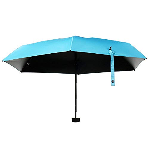 Upgraded Mini Travel Sun Rain Windproof Umbrella - Lightweight Compact Portable Parasol Outdoor UV Folding Umbrellas for Men Women Kids (Blue)