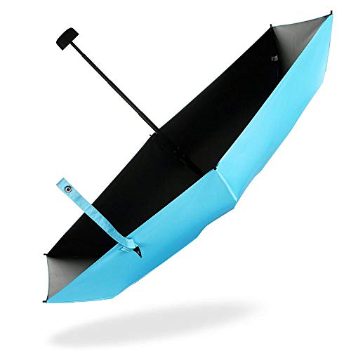 Upgraded Mini Travel Sun Rain Windproof Umbrella - Lightweight Compact Portable Parasol Outdoor UV Folding Umbrellas for Men Women Kids (Blue)