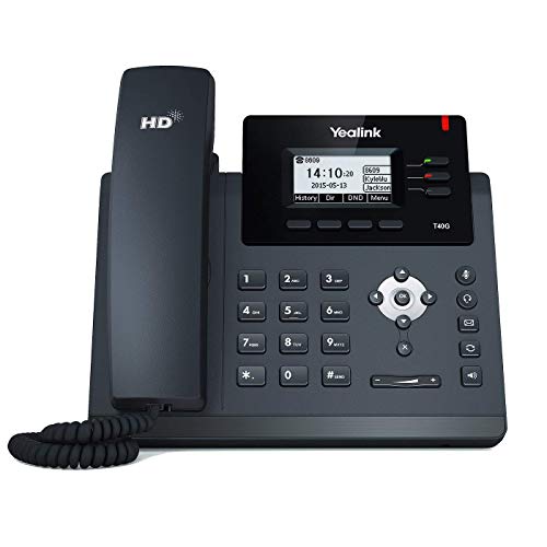 Yealink T40G IP Phone, 3 Lines. 2.3-Inch Graphical LCD. Dual-Port Gigabit Ethernet, 802.3af PoE, Power Adapter Not Included (SIP-T40G) (Renewed)