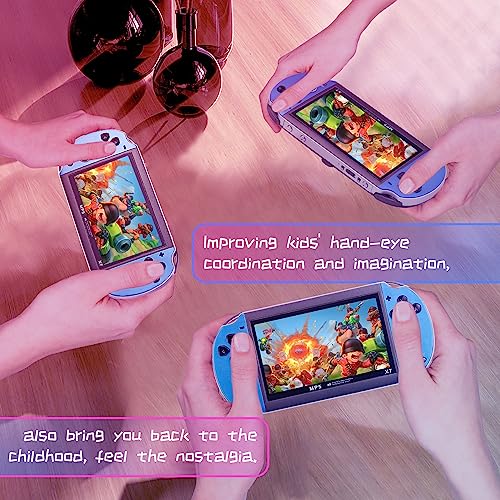 ZWYING Handheld Game Consoles Built in 2000+ Free Games 8GB RAM 4.3 Inch Screen Double Rocker,Support TV Output,Music/Movie/Camera Audio and Video MP3,MP4, MP5, Birthday Gift for Kids(Blue and red)