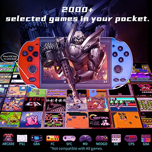 ZWYING Handheld Game Consoles Built in 2000+ Free Games 8GB RAM 4.3 Inch Screen Double Rocker,Support TV Output,Music/Movie/Camera Audio and Video MP3,MP4, MP5, Birthday Gift for Kids(Blue and red)