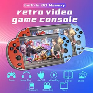 ZWYING Handheld Game Consoles Built in 2000+ Free Games 8GB RAM 4.3 Inch Screen Double Rocker,Support TV Output,Music/Movie/Camera Audio and Video MP3,MP4, MP5, Birthday Gift for Kids(Blue and red)