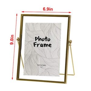 Miaowater 5x7 Picture Frames,Gold Photo Frame Decor with Plexiglas Cover High Definition Glass Desk Pictures Display