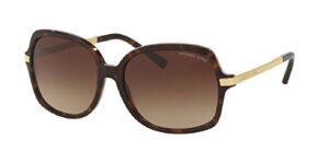 michael kors mk2024 adrianna ii square 310613 57m dark tortoise/brown gradient sunglasses for women + bundle with designer iwear eyewear kit