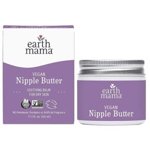 earth mama vegan nipple butter | cruelty-free breastfeeding cream for nursing mamas | lanolin-free 2-ounce