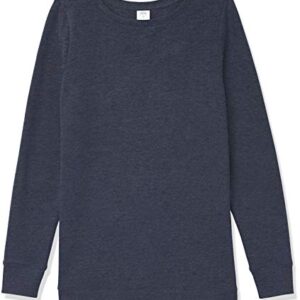 Amazon Essentials Women's Open-Neck Fleece Tunic Sweatshirt, Navy Heather, Large