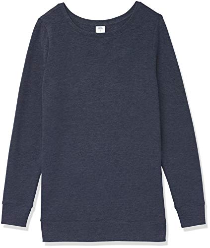 Amazon Essentials Women's Open-Neck Fleece Tunic Sweatshirt, Navy Heather, Large