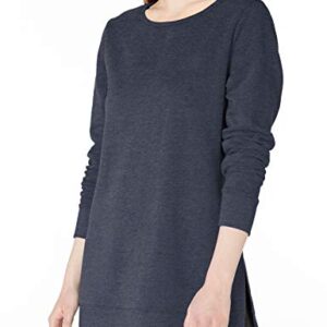 Amazon Essentials Women's Open-Neck Fleece Tunic Sweatshirt, Navy Heather, Large