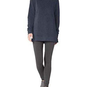 Amazon Essentials Women's Open-Neck Fleece Tunic Sweatshirt, Navy Heather, Large