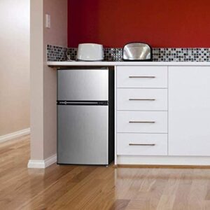 arctic king - 3.2 cu ft two door mini fridge with freezer, stainless steel