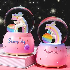 VECU Unicorn Snow Globe for Kids, 80 MM Snow Globe With Musics, Perfect Unicorn Music Box for Granddaughters Babies Birthday