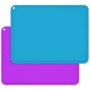 kids placemats, silicone baby placemats for kids toddler children reusable non-slip table mats, baby food mats for restaurant, 2 pack, purple/blue