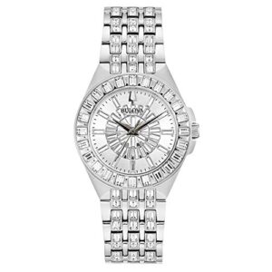 bulova ladies' crystal phantom stainless steel 3-hand quartz watch, 110 baguette crystals style: 96l278