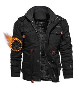 tacvasen jackets mens winter army military jacket zipper jacket cargo jacket winter coat outdoor cotton coat black