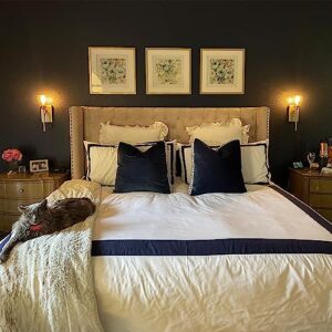 OSVINO Hotel Duvet Cover Set Queen Size 3Pcs Microfiber Navy Line Pattern Bedding Collection Ultra Soft Breathable Duvet Cover with Pillowcases