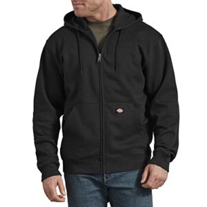 dickies mens big tall full zip hoodie fleece jacket, black, large us