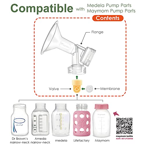 Maymom MyFit Flange Set, Two-Piece Breast Shield (21mm Small) Connector Valve Membrane Compatible with Medela Breast Pumps (Pump in Style Advanced, Lactina, Symphony) Not Original Medela Pump Parts