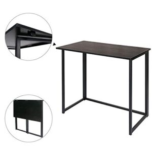 Leopard Outdoor Products Folding Computer Desk for Small Spaces, Space-Saving Home Office Desk, Foldable Computer Table, Laptop Table, Writing Desk, Compact Study Reading Table (Black)