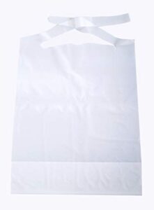 disposable white plastic bibs for kids (100 pack)