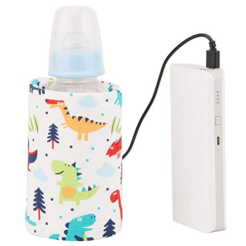 USB Baby Bottle Warmer for Breastmilk Milk Warmer for Baby Bottle Heater,Portable Travel Milk Heater Cover Mobile Bottle Warmer for Baby Milk Used in Home, Outside (inosaur-Pattern)