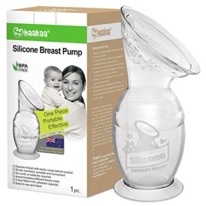 haakaa Manual Breast Pump with Suction Base Breastfeeding Essential, BPA Free, 5oz/150ml