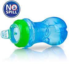 Nuby No Spill Easy Grip Trainer Cup 10 oz (Pack of 2, Blue/Green)